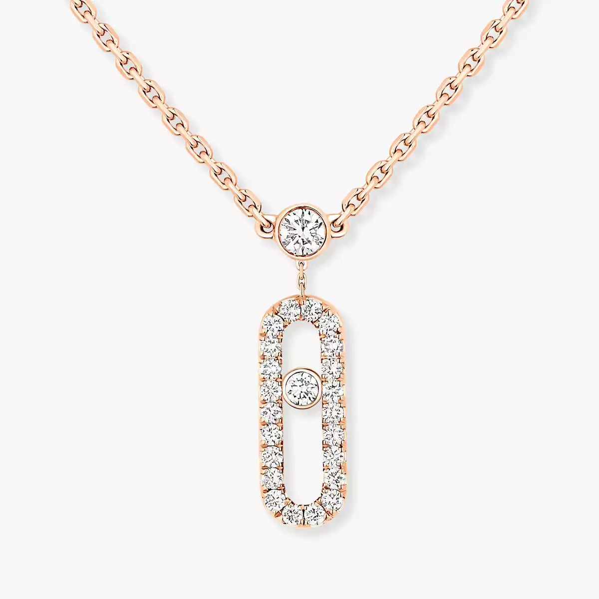 [Imperial] 2 Reihen Roségold Diamant Pavé_ Halskette Move Uno