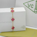 [Imperial] NEW CLOVER 5 MOTIFS PINK ENAMEL BRACELET