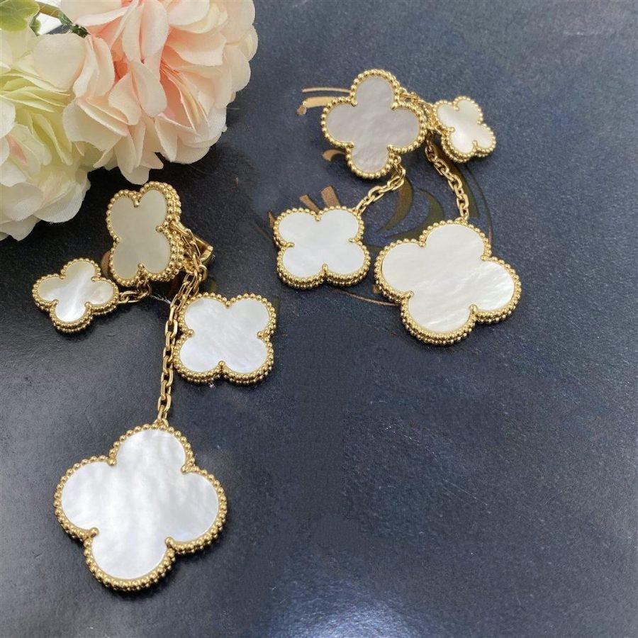 ¡®Imperial¡¯CLOVER EARRINGS WHITE MOP 4 MOTIFS GOLD