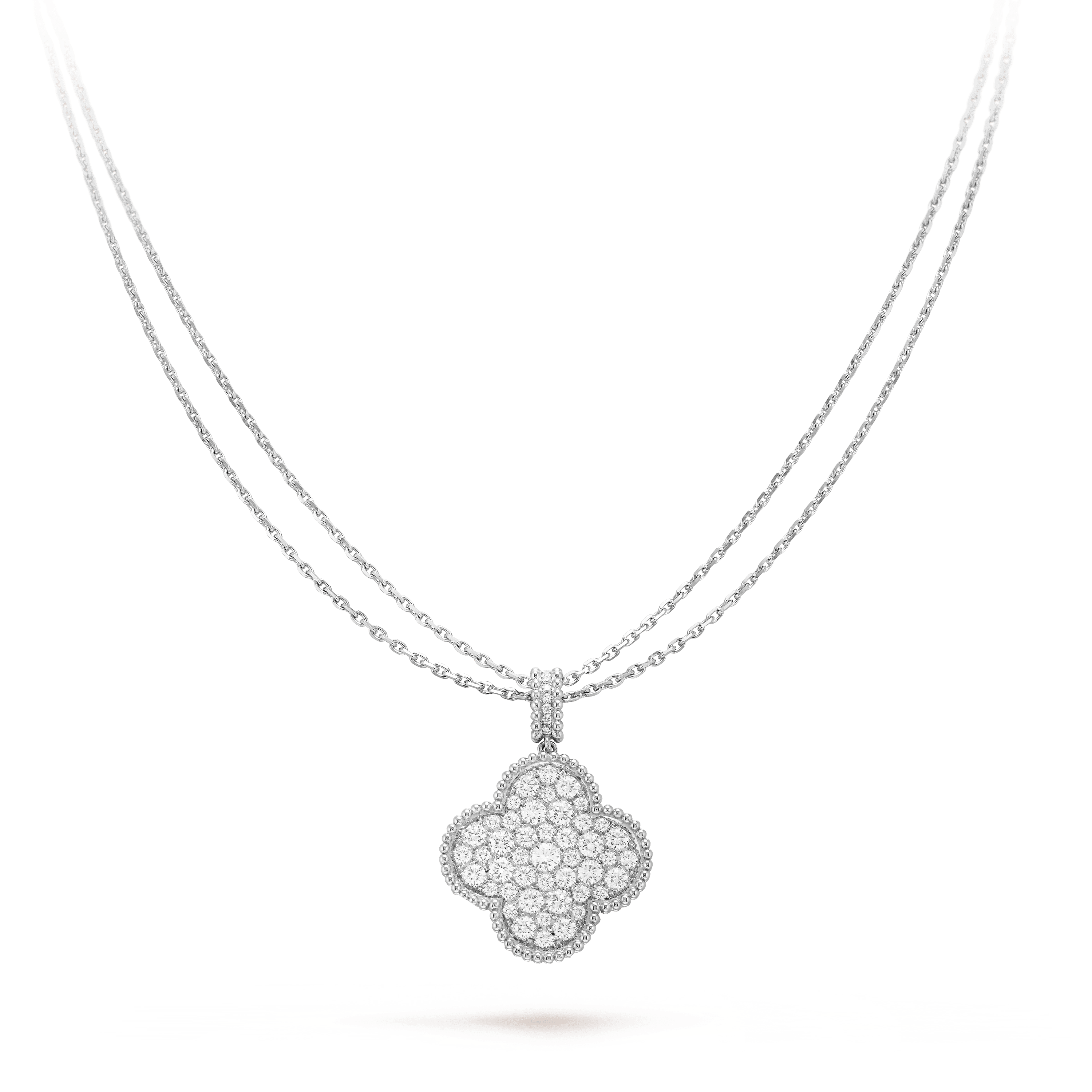 ¡®Imperial¡¯CLOVER 25MM SILVER FULL DIAMOND BIG CLOVER NECKLACE