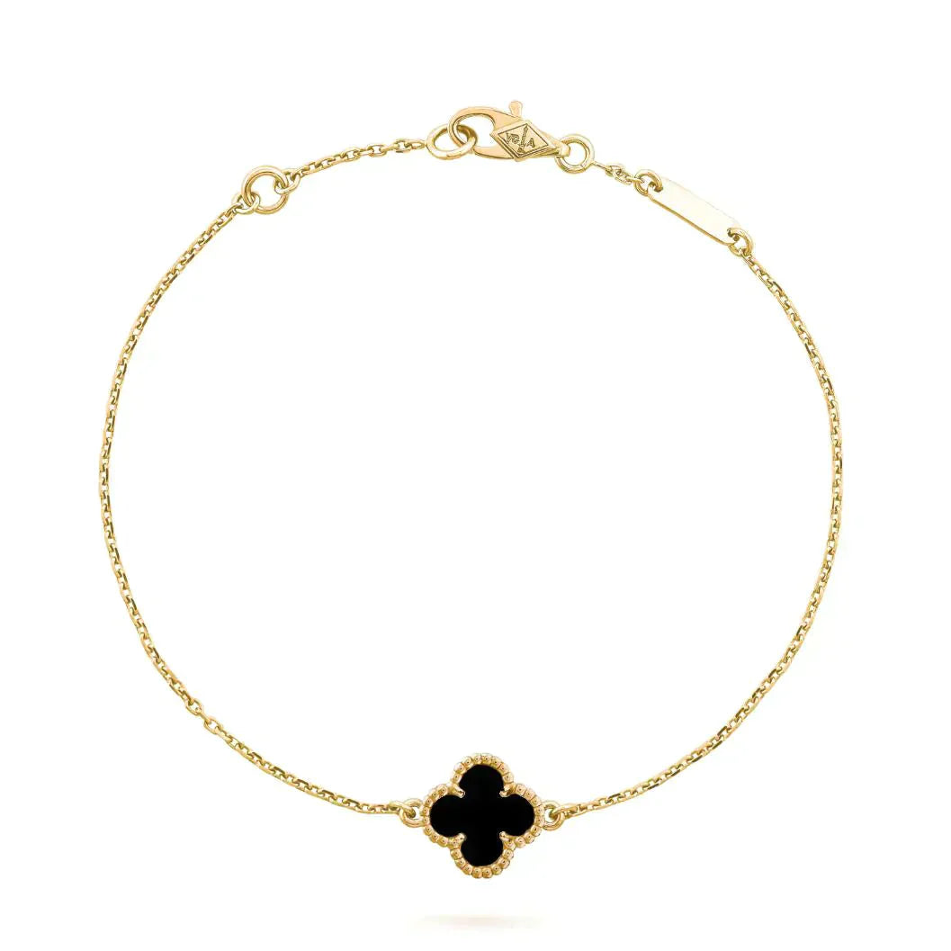 ¡®Imperial¡¯CLOVER ONYX SINGLE FLOWER BRACELET
