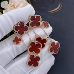 ¡®Imperial¡¯CLOVER EARRINGS CARNELIAN 4 MOTIFS PINK GOLD