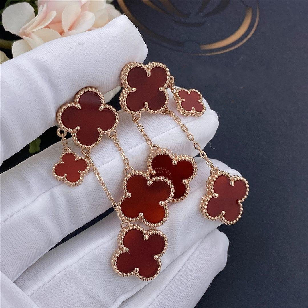 ¡®Imperial¡¯CLOVER EARRINGS CARNELIAN 4 MOTIFS PINK GOLD