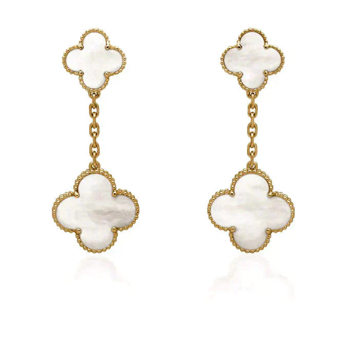 ¡®Imperial¡¯CLOVER 2 MOTIF WHITE MOP EARRINGS