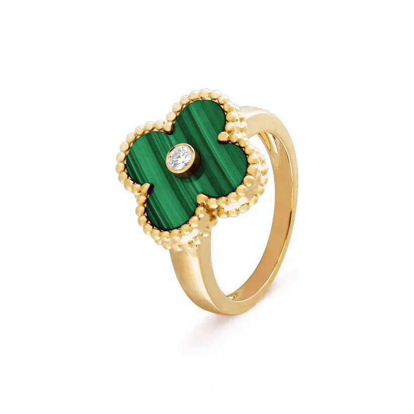 ¡®Imperial¡¯CLOVER MALACHITE RING GOLD DIAMOND